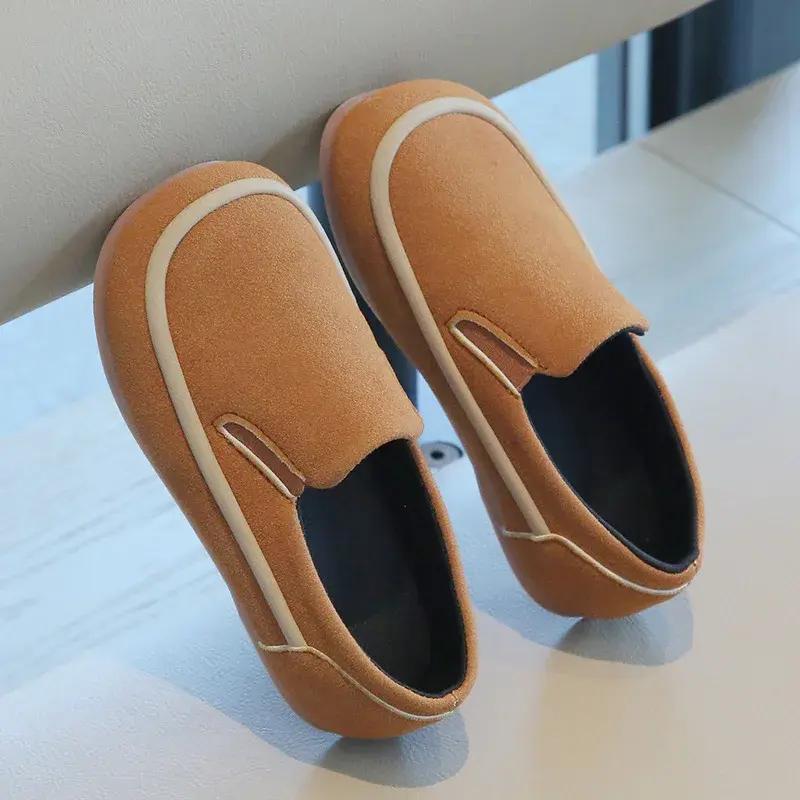 Little Boys Casual Shoes Kids Loafers Slip-on Fashion New Spring Autumn Flock Fabric Children Moccasins Flats Anti-skid Soft