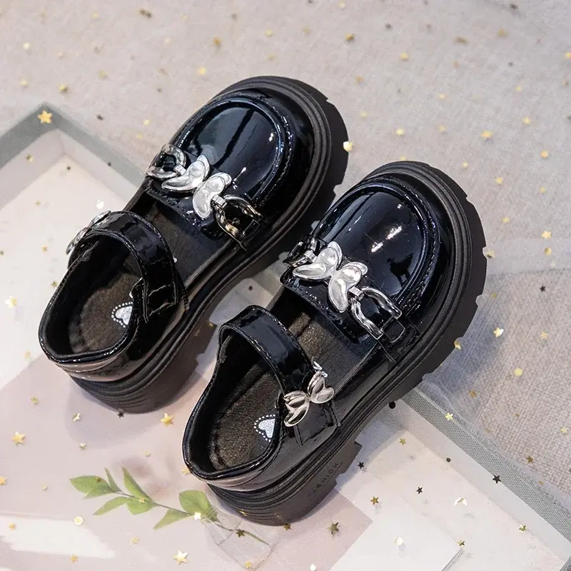 Girls Leather Shoes for Party Wedding Kids Princess Shoes with Bow-knot Soft Bottom Anti-slippery Children Performance Shoes