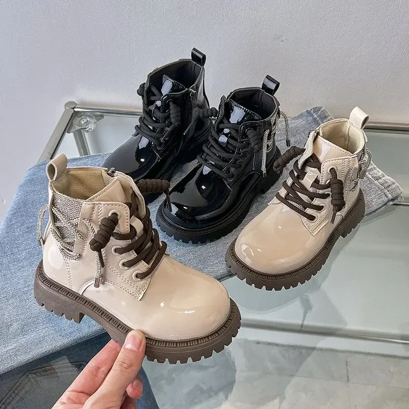 2024 Children Short Boots for Girl Autumn New Fashion Korean Style Soft Bottom Anti-slippery Chic Versatile Casual Leather Shoes
