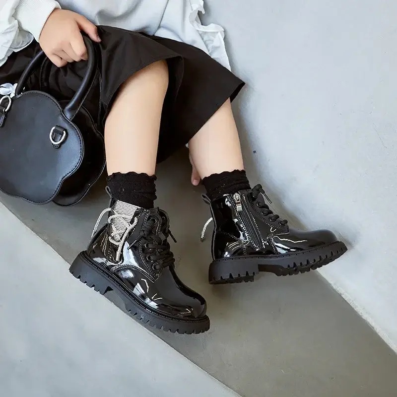 2024 Children Short Boots for Girl Autumn New Fashion Korean Style Soft Bottom Anti-slippery Chic Versatile Casual Leather Shoes