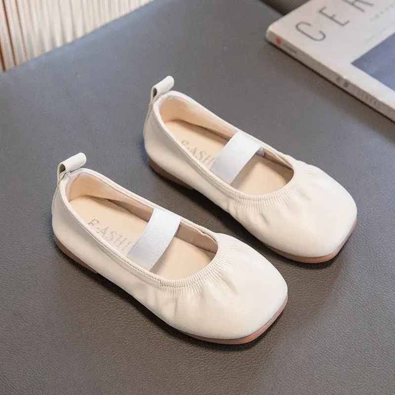 Children's Soft Casual Shoes Girls Solid Color Elastic Band Shoes Fashion Kids Princess Flats Shoes Simple Size 23-34 Spring