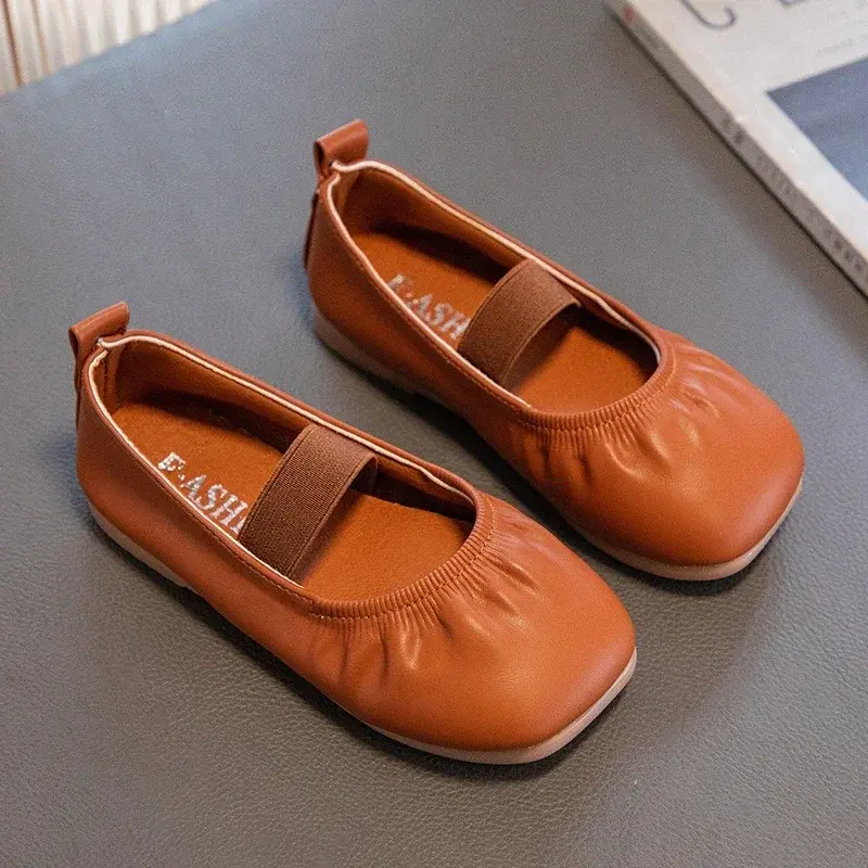 Children's Soft Casual Shoes Girls Solid Color Elastic Band Shoes Fashion Kids Princess Flats Shoes Simple Size 23-34 Spring