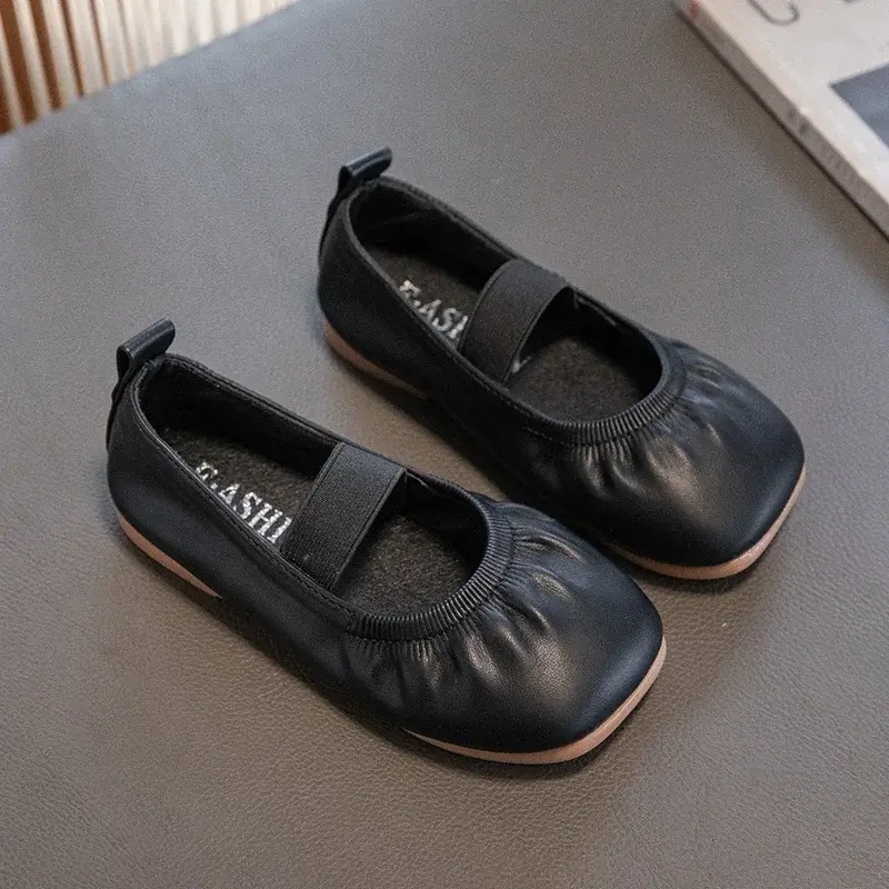 Children's Soft Casual Shoes Girls Solid Color Elastic Band Shoes Fashion Kids Princess Flats Shoes Simple Size 23-34 Spring