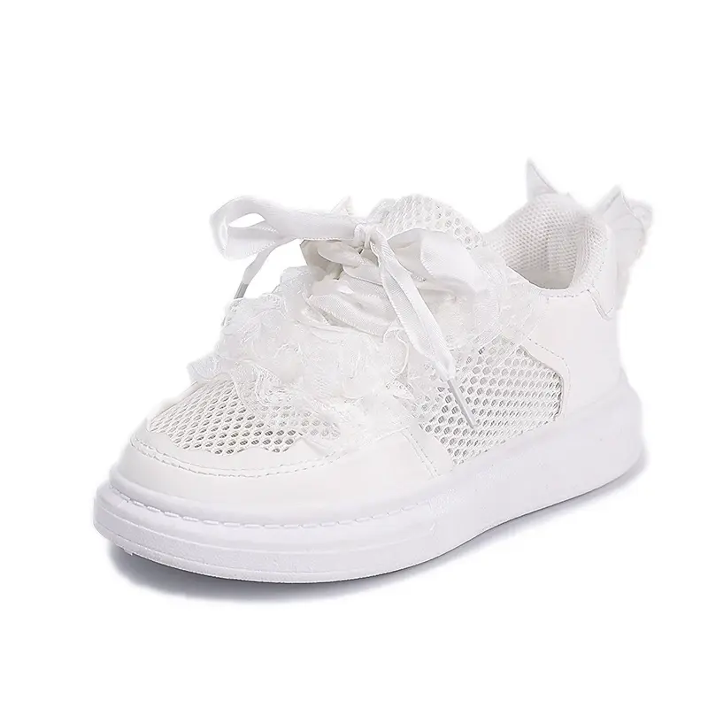 2025 Children Casual Shoes for Girls Summer New Fashionable Korean Style Soft Bottom Anti-slippery Chic Lace Versatile Sneakers