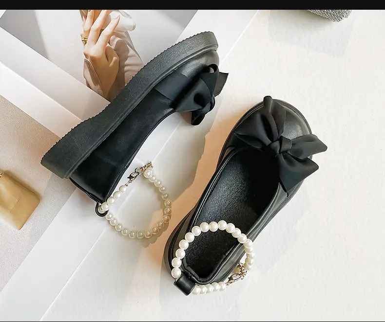 Girls Leather Shoes for Wedding Party 2025 Early Autumn Brand New Kids Flats Pearls Ankle Strap Chic Sweet Princess School Shoes