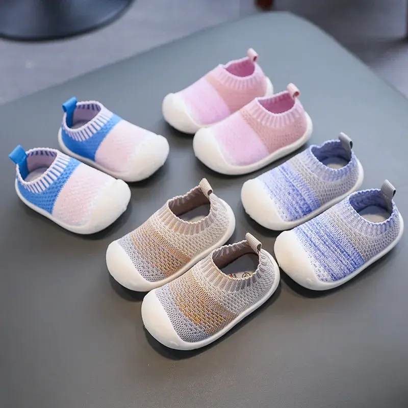 Baby Shoes Infants Toddlers First Walkers Anti-skid Indoor Outdoor Shoes Boys Girls Sneakers Stretch Fabric Sock Shoes Slip-on