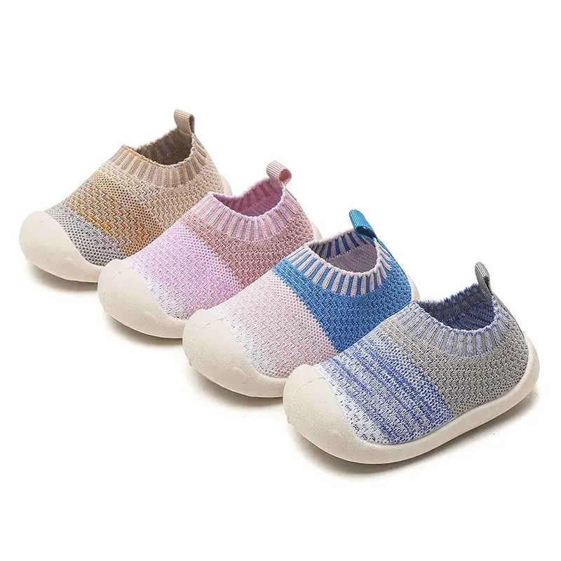 Baby Shoes Infants Toddlers First Walkers Anti-skid Indoor Outdoor Shoes Boys Girls Sneakers Stretch Fabric Sock Shoes Slip-on