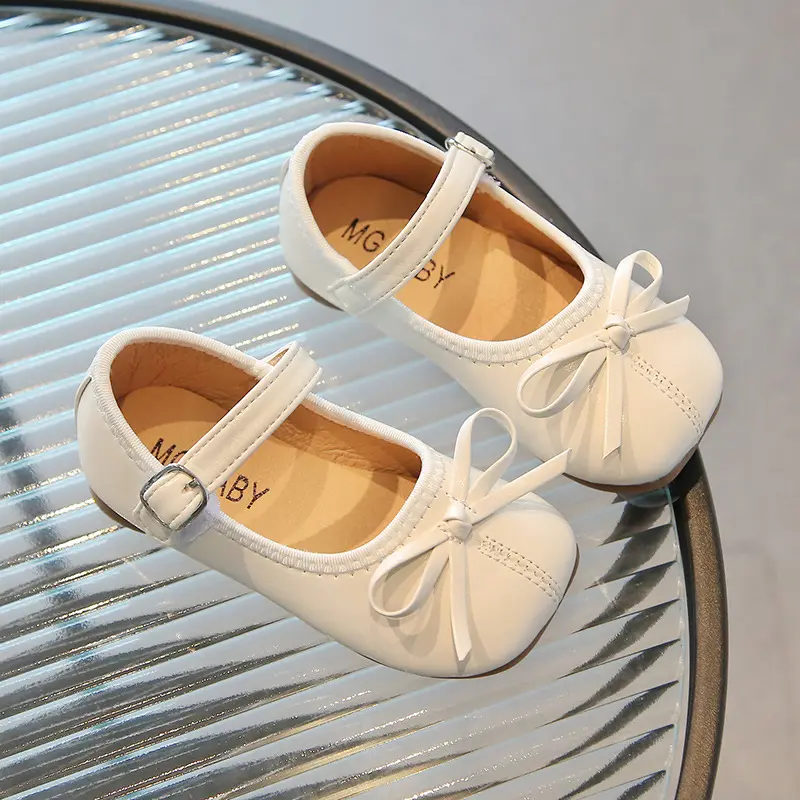Girls Leather Shoes for Party Wedding Kids Princess Performance Shoes with Bow-knot Toddlers Children Flats Mary Janes Shoes