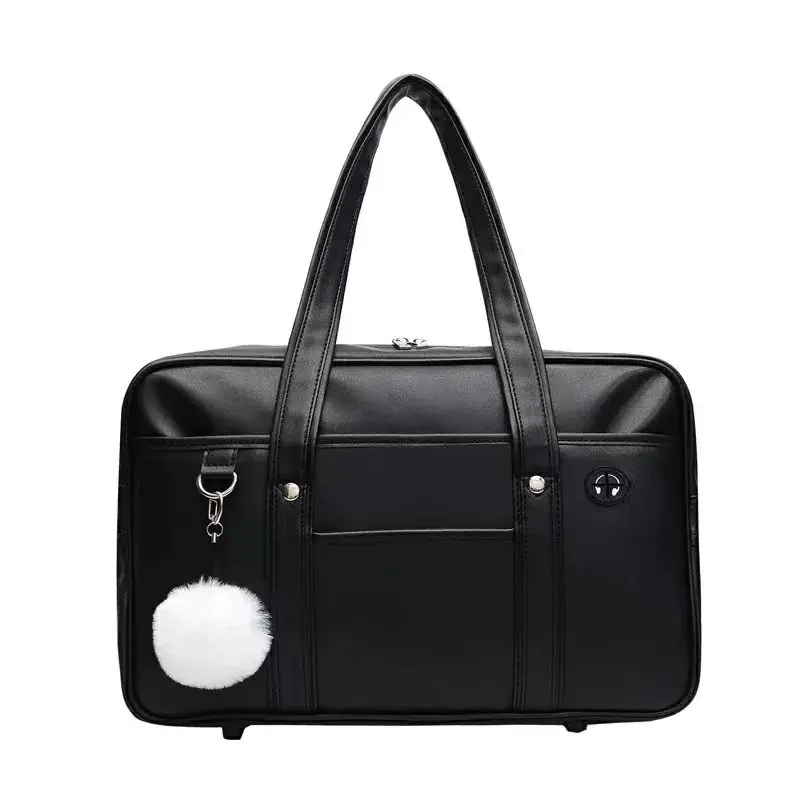Girls Casual PU Shoulder Bag Kids Junior High School Students Bag Versatile Children Uniform Handbag Solid Color Simple Fashion