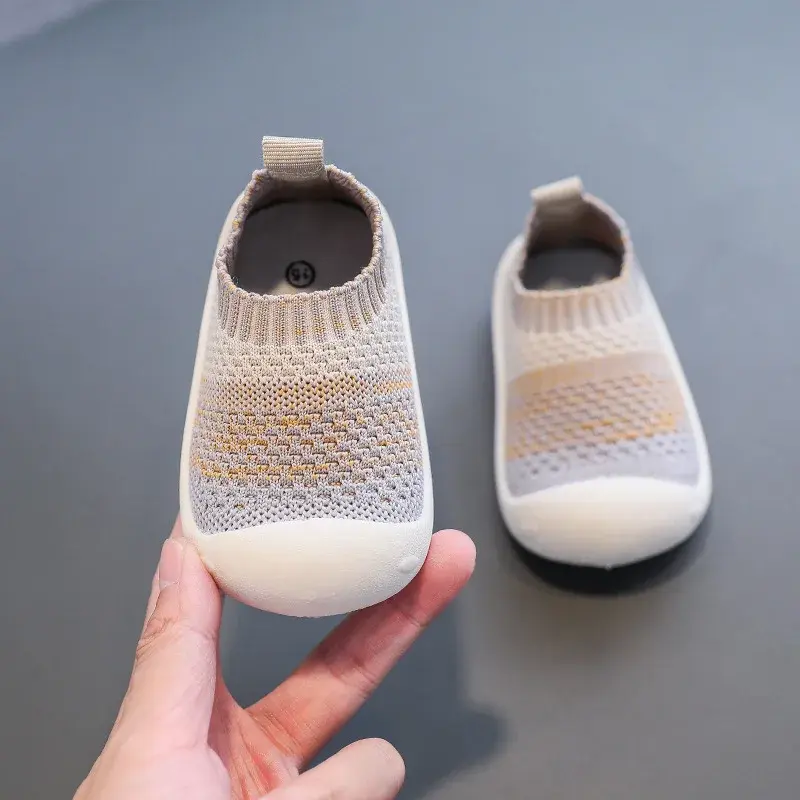 Baby Shoes Infants Toddlers First Walkers Anti-skid Indoor Outdoor Shoes Boys Girls Sneakers Stretch Fabric Sock Shoes Slip-on