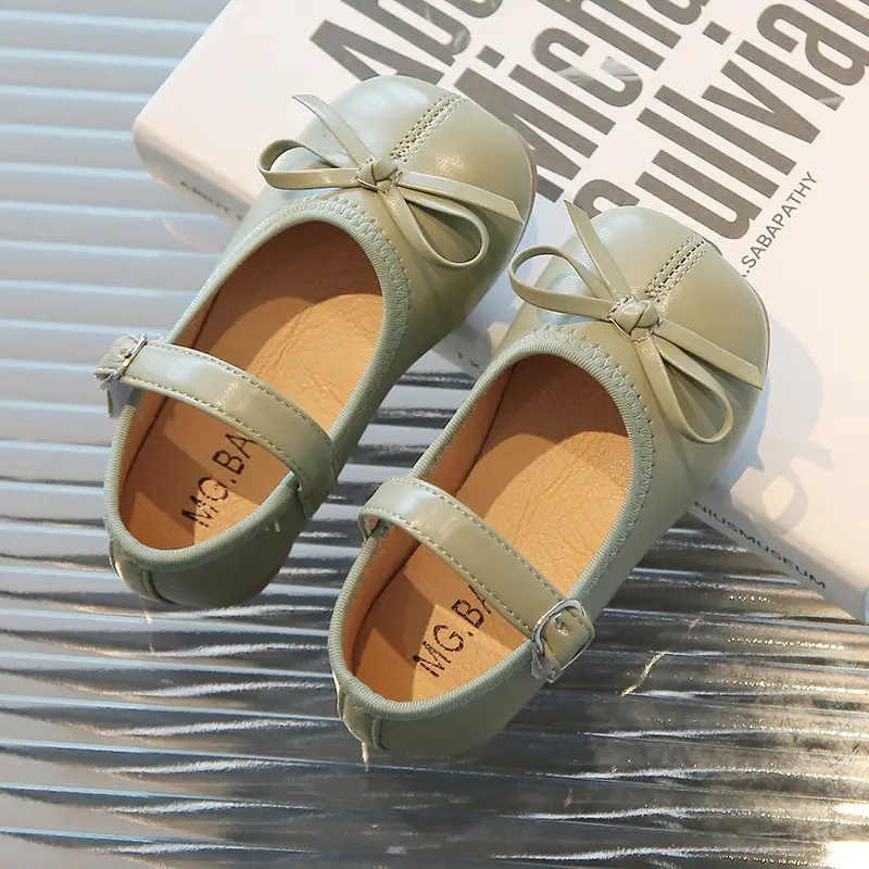 Girls Leather Shoes for Party Wedding Kids Princess Performance Shoes with Bow-knot Toddlers Children Flats Mary Janes Shoes