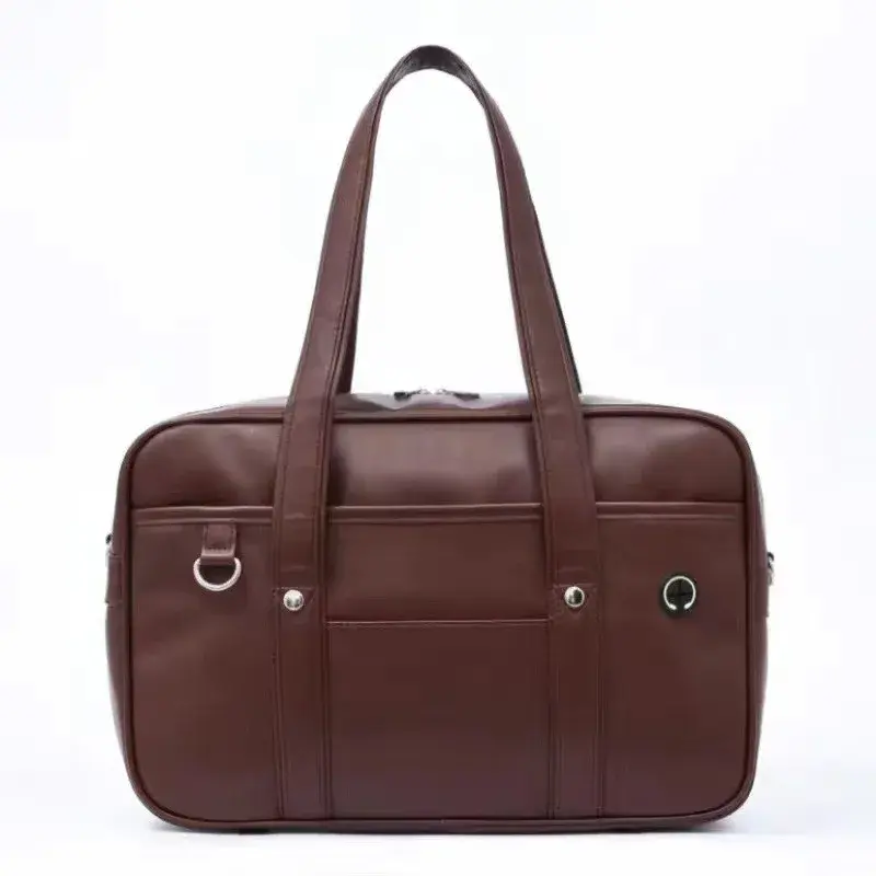 Girls Casual PU Shoulder Bag Kids Junior High School Students Bag Versatile Children Uniform Handbag Solid Color Simple Fashion
