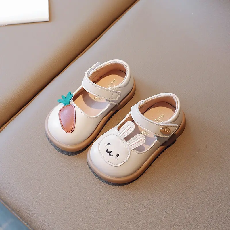 2025 New Spring Cute Bunny and Carrot Patch Children Casual Shoes for Girls Non-slip Kids Shoes Hook & Loop Breatheable Non-slip