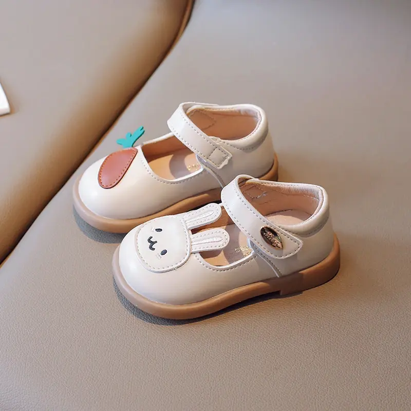 2025 New Spring Cute Bunny and Carrot Patch Children Casual Shoes for Girls Non-slip Kids Shoes Hook & Loop Breatheable Non-slip