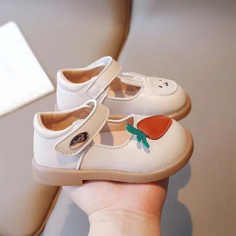 2025 New Spring Cute Bunny and Carrot Patch Children Casual Shoes for Girls Non-slip Kids Shoes Hook & Loop Breatheable Non-slip