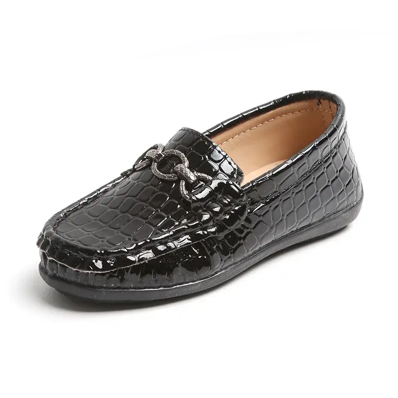 Baby Boys Leather Shoes Kids Fashion Casual Shoes Children's Flat Loafers Slip-on Moccasins Metal Buckles Classic Soft Vintage