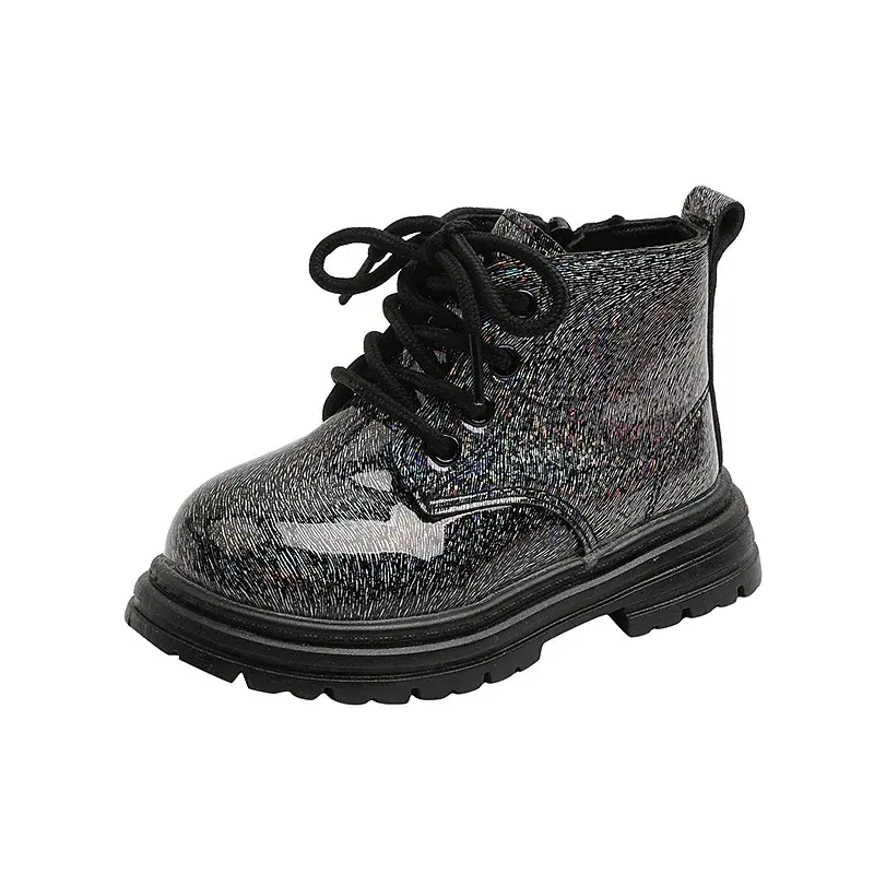 Girls' Boots Spring Autumn Versatile Children Causal Leather Boots Fashion Glossy PU Kids Princess Platform Ankle Boots Non-slip