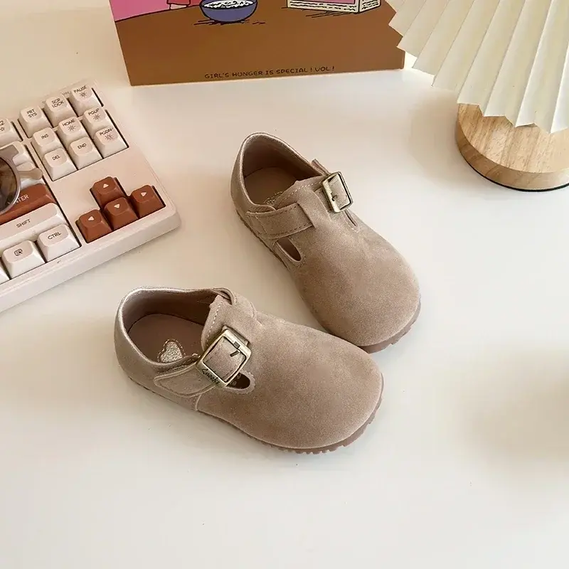 2025 Spring New Children Leather Shoes for Girls Fashion Korean Style Soft Anti-slippery Chic Versatile Breathable Flats