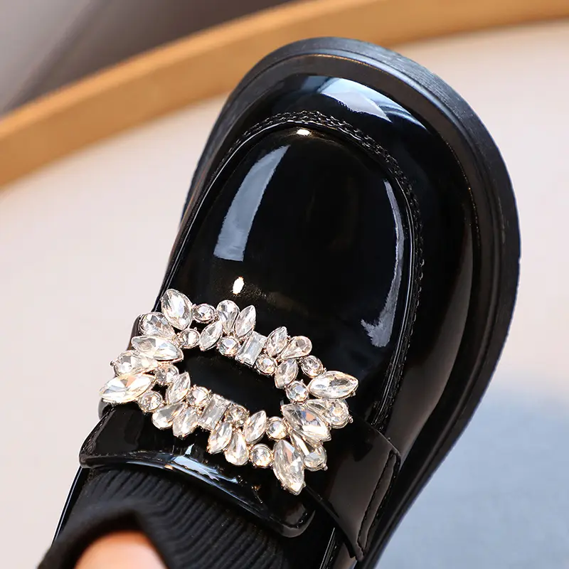Children Fashion Boots Girls Rhinestone Princess Boots Square Buckle Breathable Kids Sock Shoes 2024 Spring Autumn New