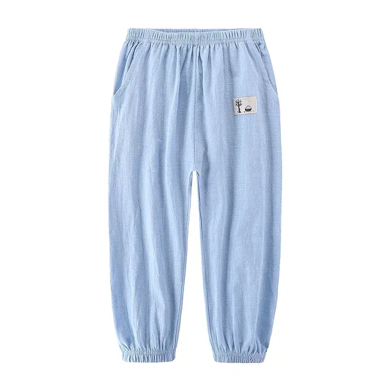 Children Pants Trousers for Boys Girls Cotton Linen Elastic Waist Summer Anti-Mosquito Pants Kids Clothing Long Pants 100-160cm