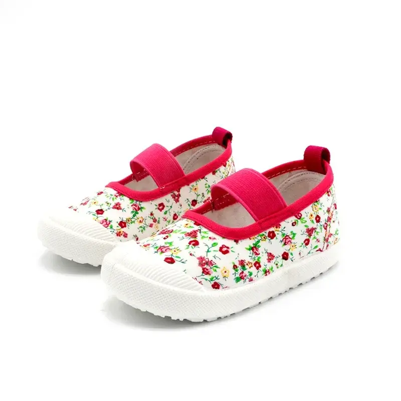 2025 New Spring Autumn Baby Girl Shoes Kids Canvas Shoes Children Casual Sneakers Candy Color Flowers For Girls Floral Prints