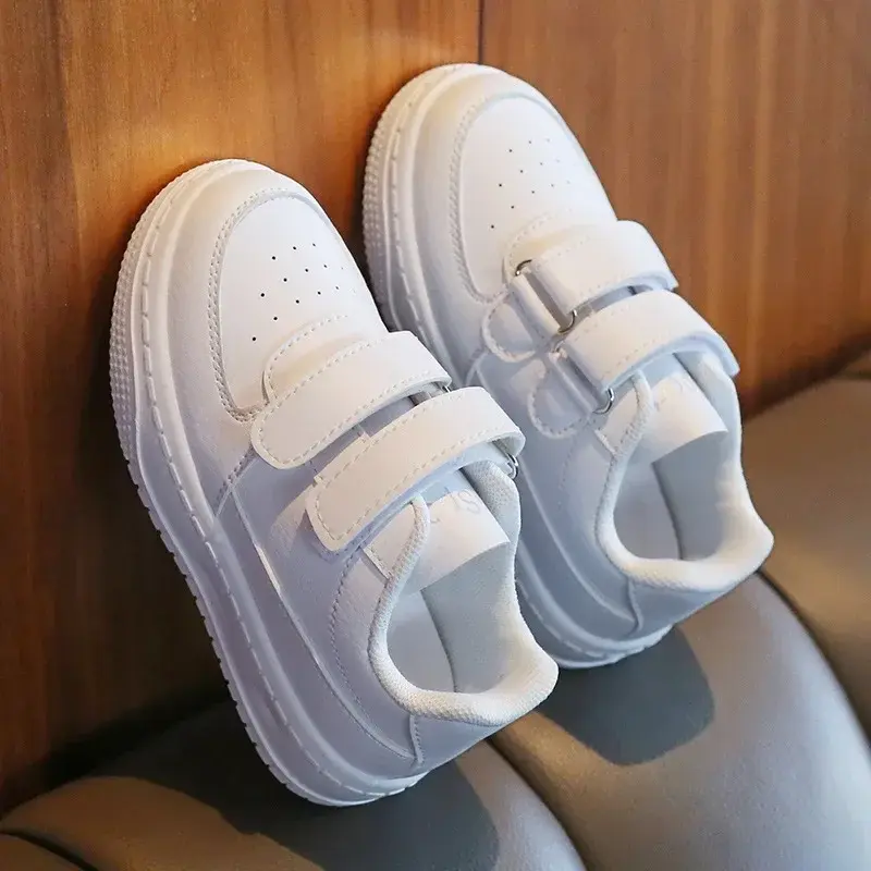 Children's Sneakers Fashion Boys Girls White School Tennis Shoes Causal Versatile Kids Running Sports Shoes Non-slip Hook Loop
