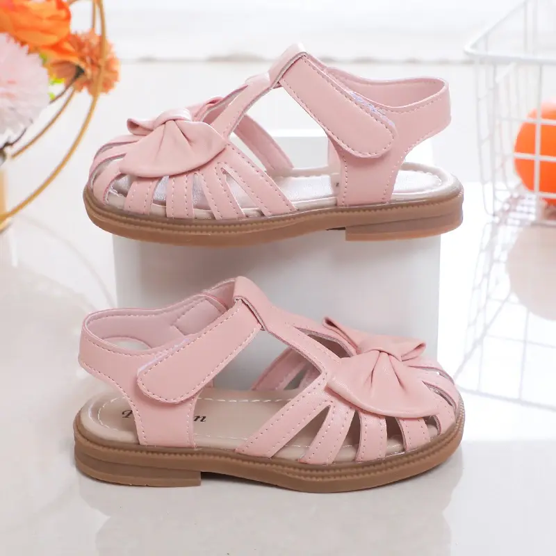 Baby Sandals for Girl Peep-toe Breathable Bow-knot Princess Children Fashion Soft 2024 Summer New Girls Sandals Cute Versatile