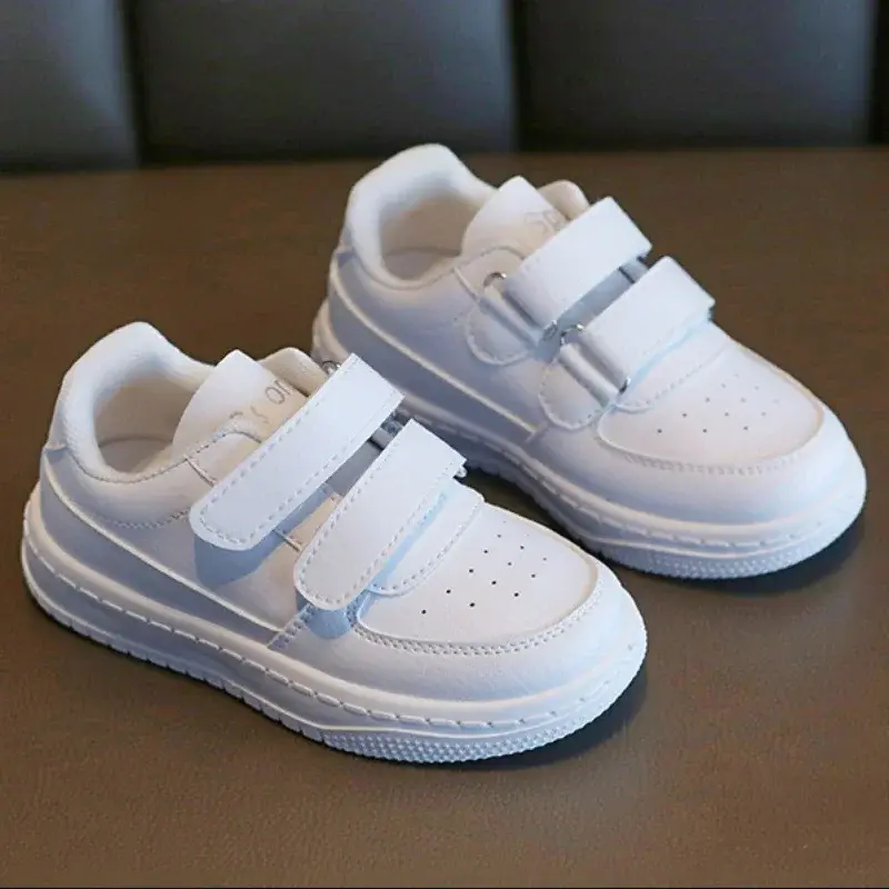 Children's Sneakers Fashion Boys Girls White School Tennis Shoes Causal Versatile Kids Running Sports Shoes Non-slip Hook Loop