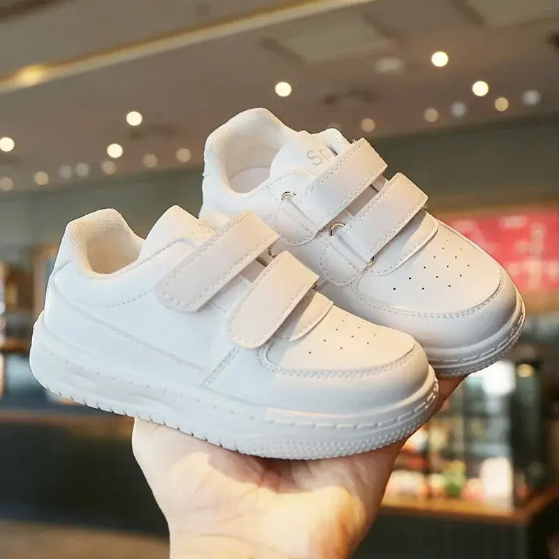 Children's Sneakers Fashion Boys Girls White School Tennis Shoes Causal Versatile Kids Running Sports Shoes Non-slip Hook Loop