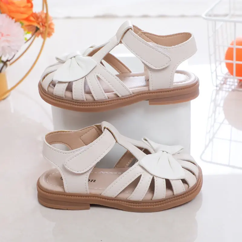 Baby Sandals for Girl Peep-toe Breathable Bow-knot Princess Children Fashion Soft 2024 Summer New Girls Sandals Cute Versatile