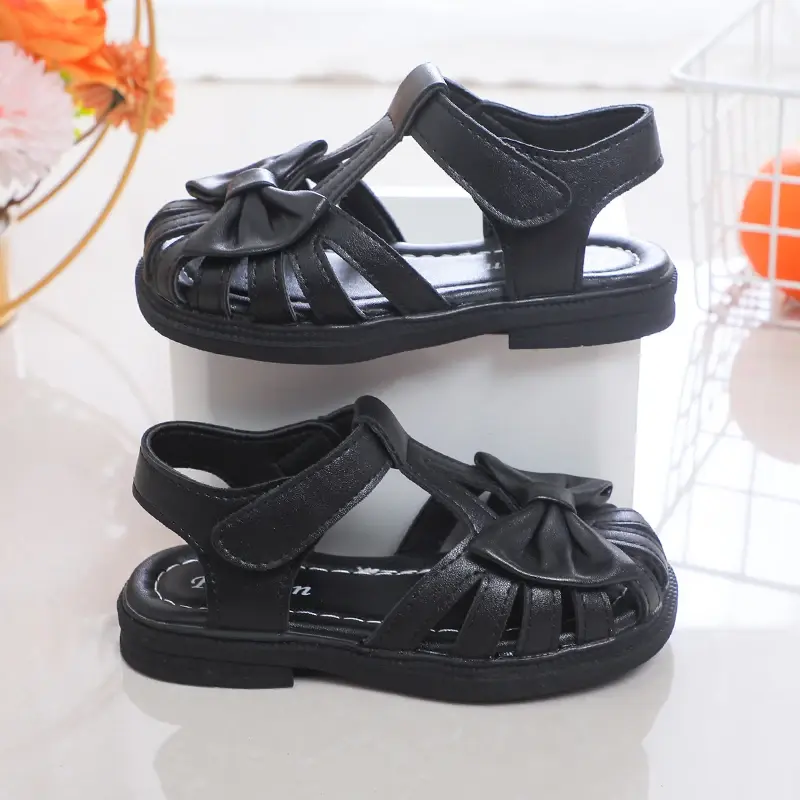 Baby Sandals for Girl Peep-toe Breathable Bow-knot Princess Children Fashion Soft 2024 Summer New Girls Sandals Cute Versatile