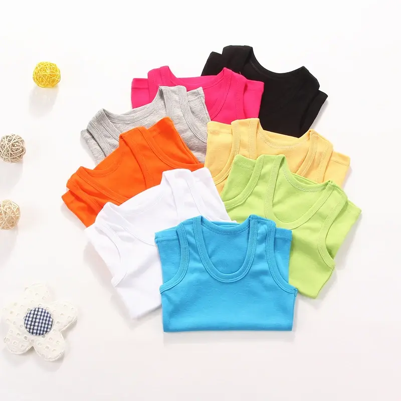 Children Tanks Summer Tops Wear Kid Boy Girl 100% Cotton Sports Vest Waistcoat Clothes Camisoles Kids Girls Casual Vests Outfits