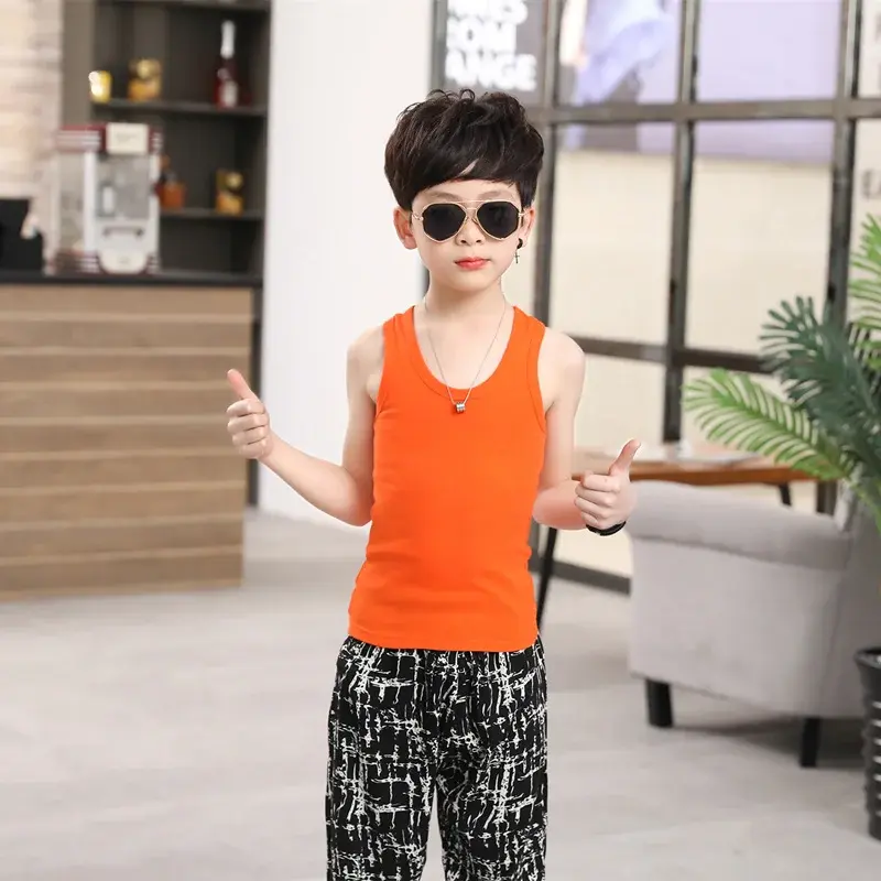 Children Tanks Summer Tops Wear Kid Boy Girl 100% Cotton Sports Vest Waistcoat Clothes Camisoles Kids Girls Casual Vests Outfits