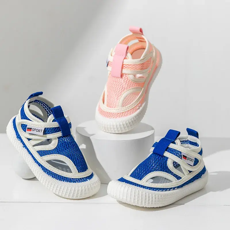 Kids Sandals Children Summer Shoes Boys Girls Half Sandals Cut-outs Hollow Fashion Toe-capped Candy Color Soft Breathable 21-30