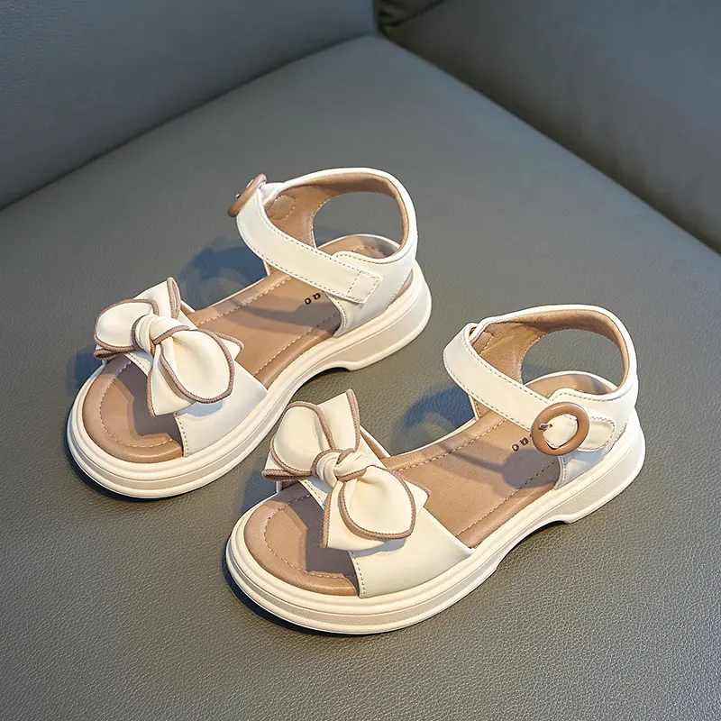 Girls Bowtie Sandals Sweet Princess Classic Simple Summer 2024 New Children Sandals for Girls Outdoor Beach Shoes Cute Bow-knot