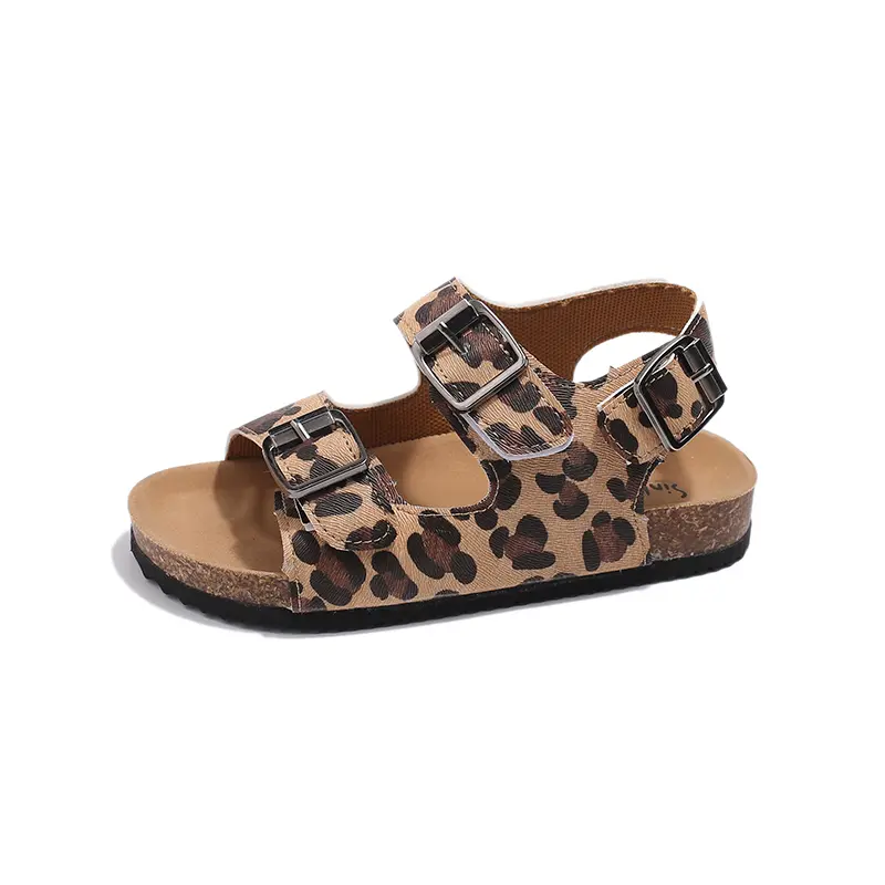 Fashion Kids Summer Sandals for Boys Girls Medium Big Children Beach Sandals Open Toes Leopard Prints Hot Sale Classic Buckle