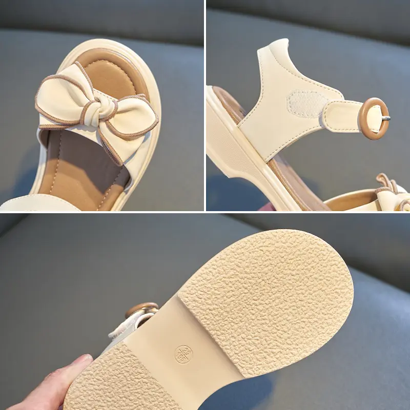 Girls Bowtie Sandals Sweet Princess Classic Simple Summer 2024 New Children Sandals for Girls Outdoor Beach Shoes Cute Bow-knot