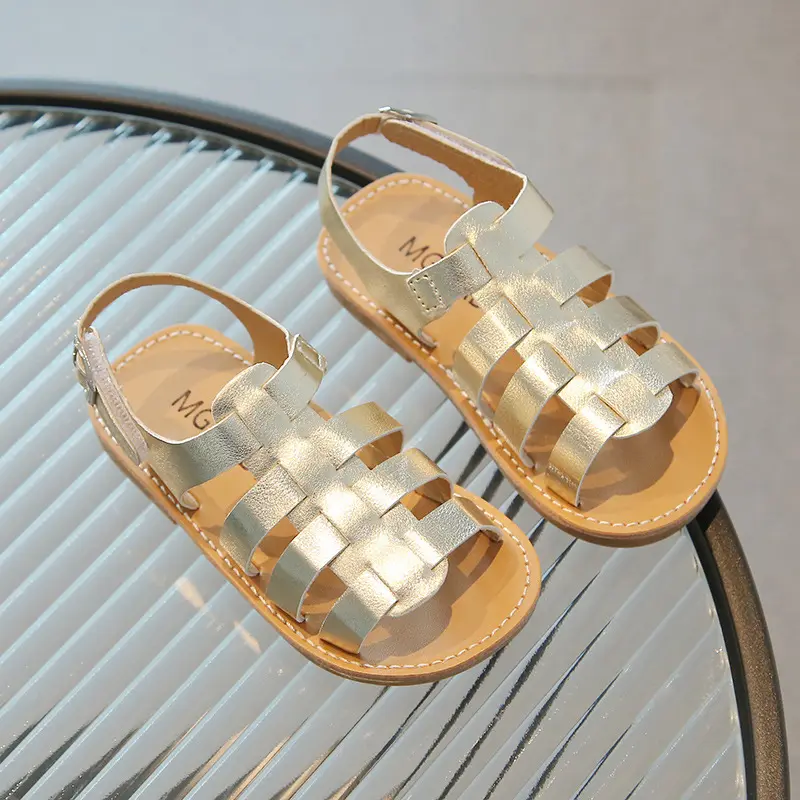 Toddler Girls Sandals Summer Kids Woven Little Boys Causal Flat Sandals Fashion Soft Bottom Children's Open-toe Roman Sandals