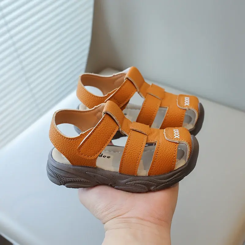 Baby Boys Summer Sandals Kids Beach Shoes Classic Fashion Hollow Toe-capped Anti-kick Toddlers Kindergarten Sandals Breathable