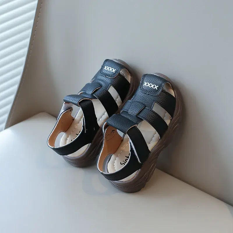 Baby Boys Summer Sandals Kids Beach Shoes Classic Fashion Hollow Toe-capped Anti-kick Toddlers Kindergarten Sandals Breathable