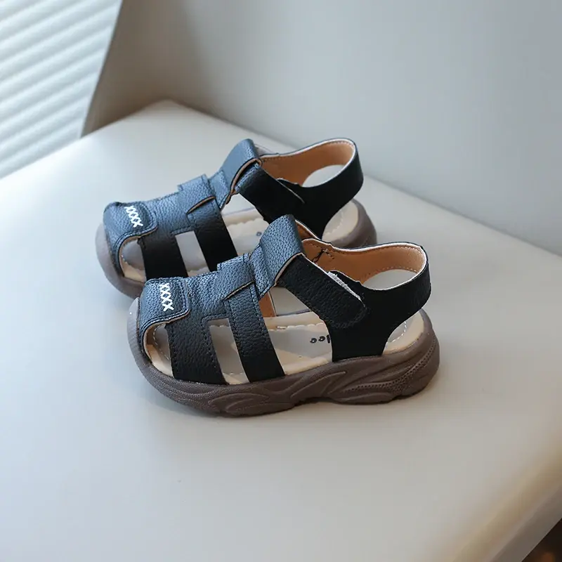 Baby Boys Summer Sandals Kids Beach Shoes Classic Fashion Hollow Toe-capped Anti-kick Toddlers Kindergarten Sandals Breathable