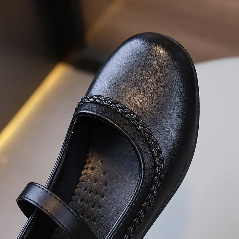 British Style Kids Leather Shoe Black School Shoes for Girls 2024 New Uniform Versatile Children Princess Shoes Fashion Non-slip