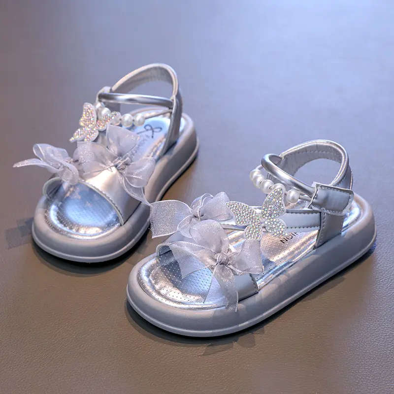 Chic Girl Princess Dress Shoes Elegant Lace Pearl Children's Summer Sandals New Sweet Fashion Kids Causal Wedding Party Sandals