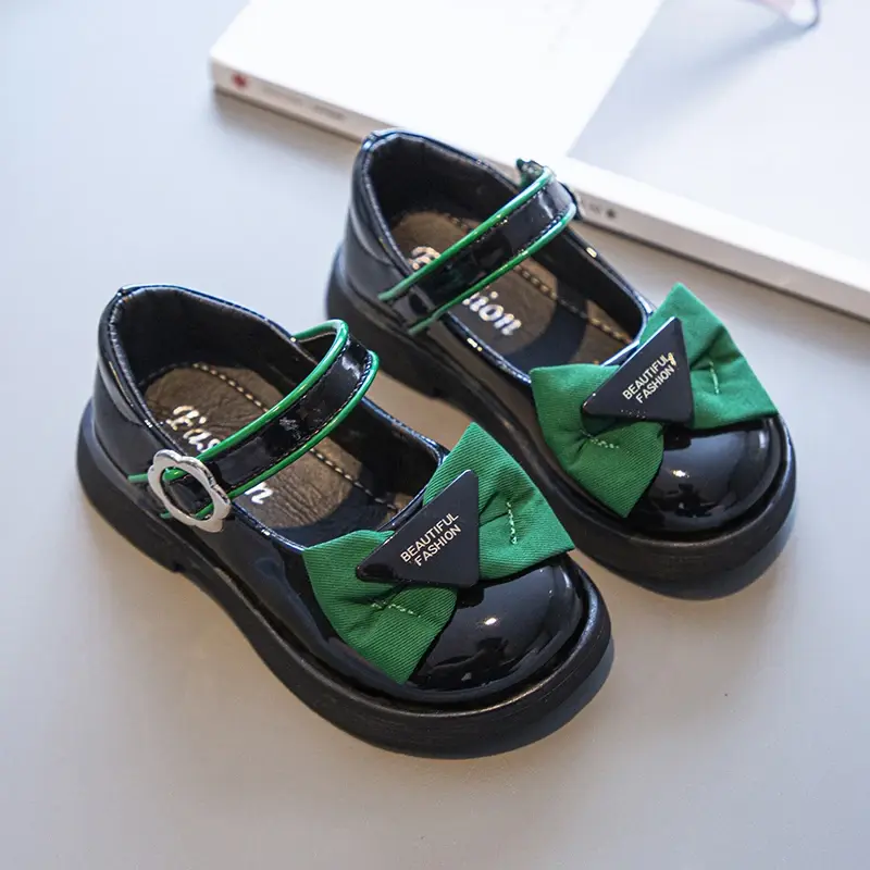 Girls Leather Shoes Mary Janes Children's School Casual Shoes Kids Party Wedding Shoes Classic with Bow-knot 2024 Spring New