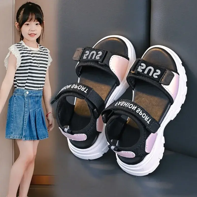 Kids Sports Shoes Open Toes Non-slip Soft Sole Boys Sandals Hook&loop 2025 Summer New Girls Beach Shoes Unisex Trendy Running