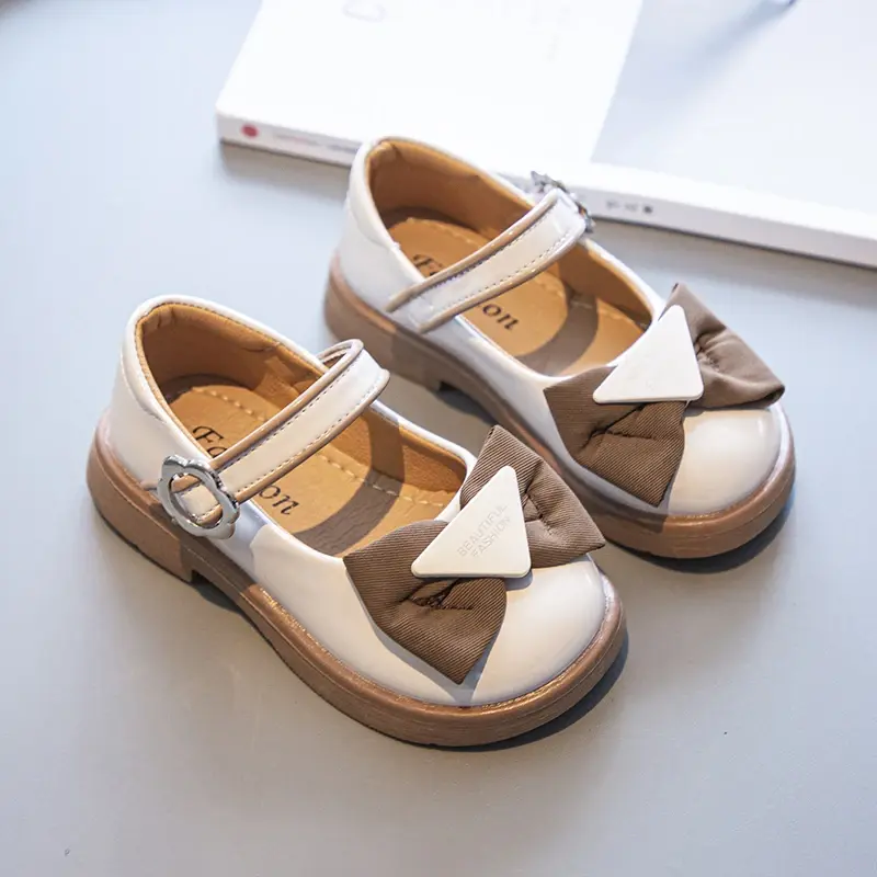 Girls Leather Shoes Mary Janes Children's School Casual Shoes Kids Party Wedding Shoes Classic with Bow-knot 2024 Spring New