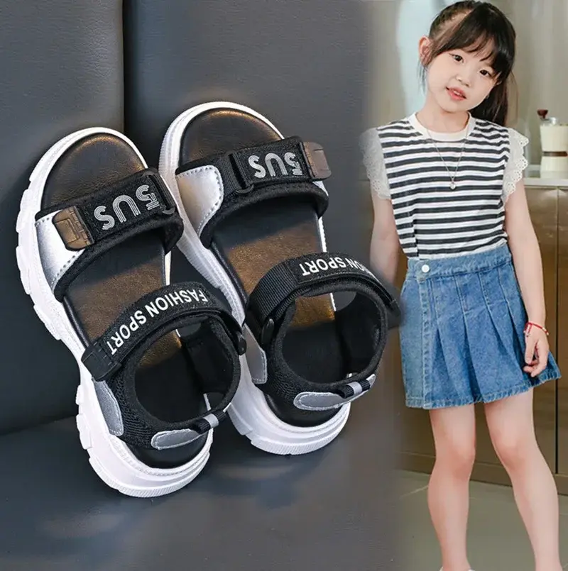Kids Sports Shoes Open Toes Non-slip Soft Sole Boys Sandals Hook&loop 2025 Summer New Girls Beach Shoes Unisex Trendy Running