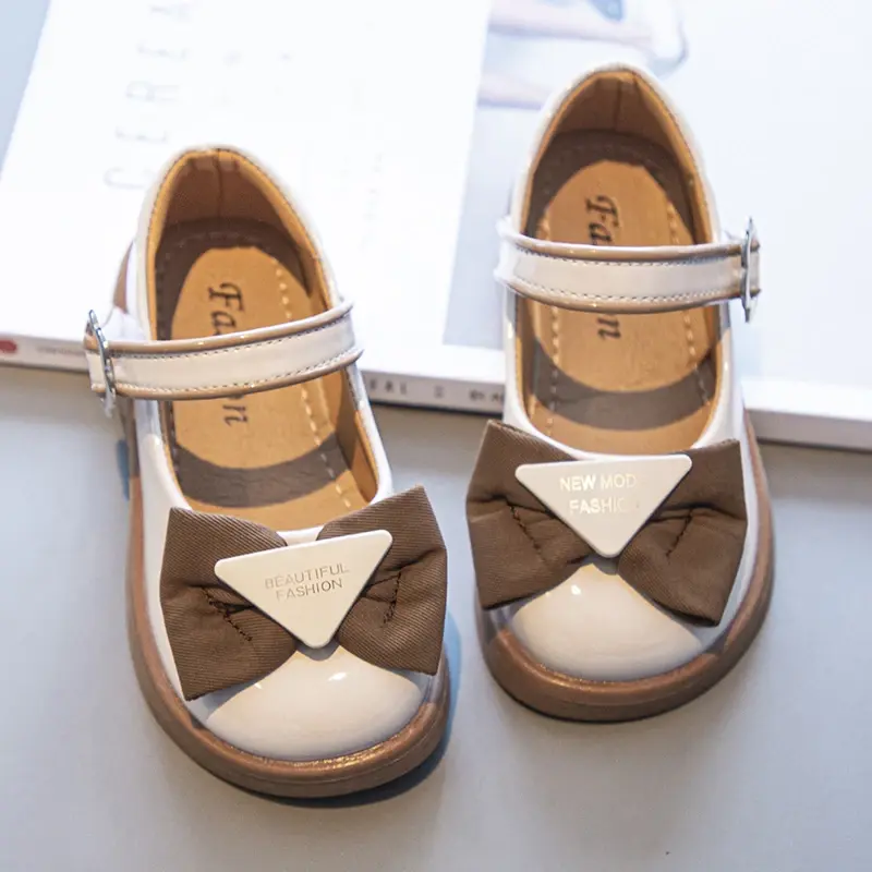 Girls Leather Shoes Mary Janes Children's School Casual Shoes Kids Party Wedding Shoes Classic with Bow-knot 2024 Spring New