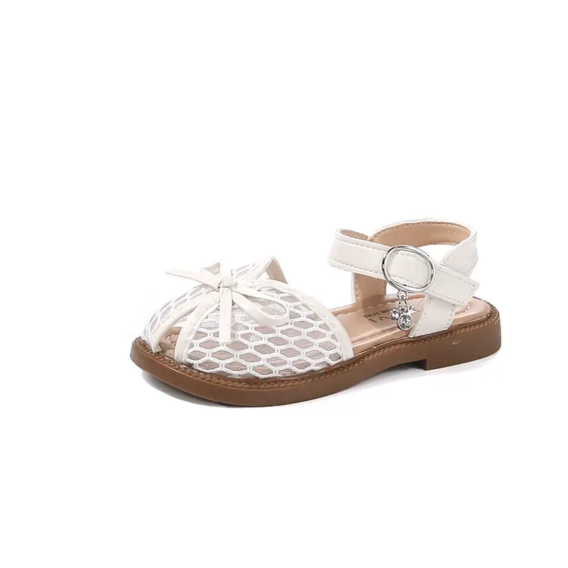 2025 Children Sandals for Girls Summer New Fashion Korean Style Soft Bottom Anti-slippery Versatile Sweet Bowtie Princess Shoes