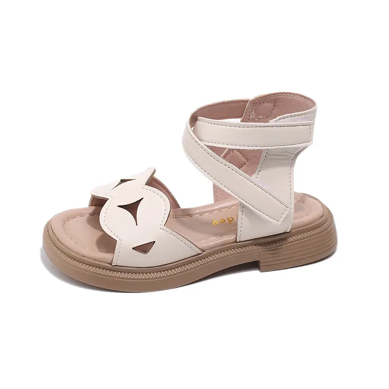 Girls Sandals Princess Sweet Gladiator Sandals 2024 Summer New Children Beach Shoes Ruffles Soft Simple Classic Flat Open Toes